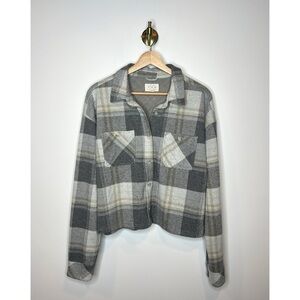Thread & Supply Grey Plaid Crop Shacket